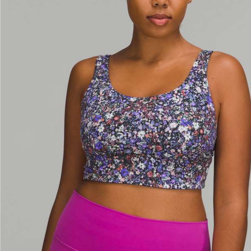 lululemon athletica Floral Purple Black Sports Bra